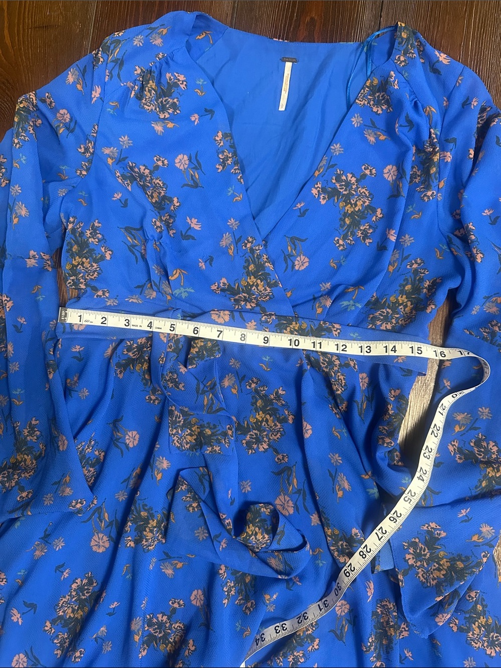 Free People Lilou Faux Wrap Blue Floral Dress - Picture 7 of 9